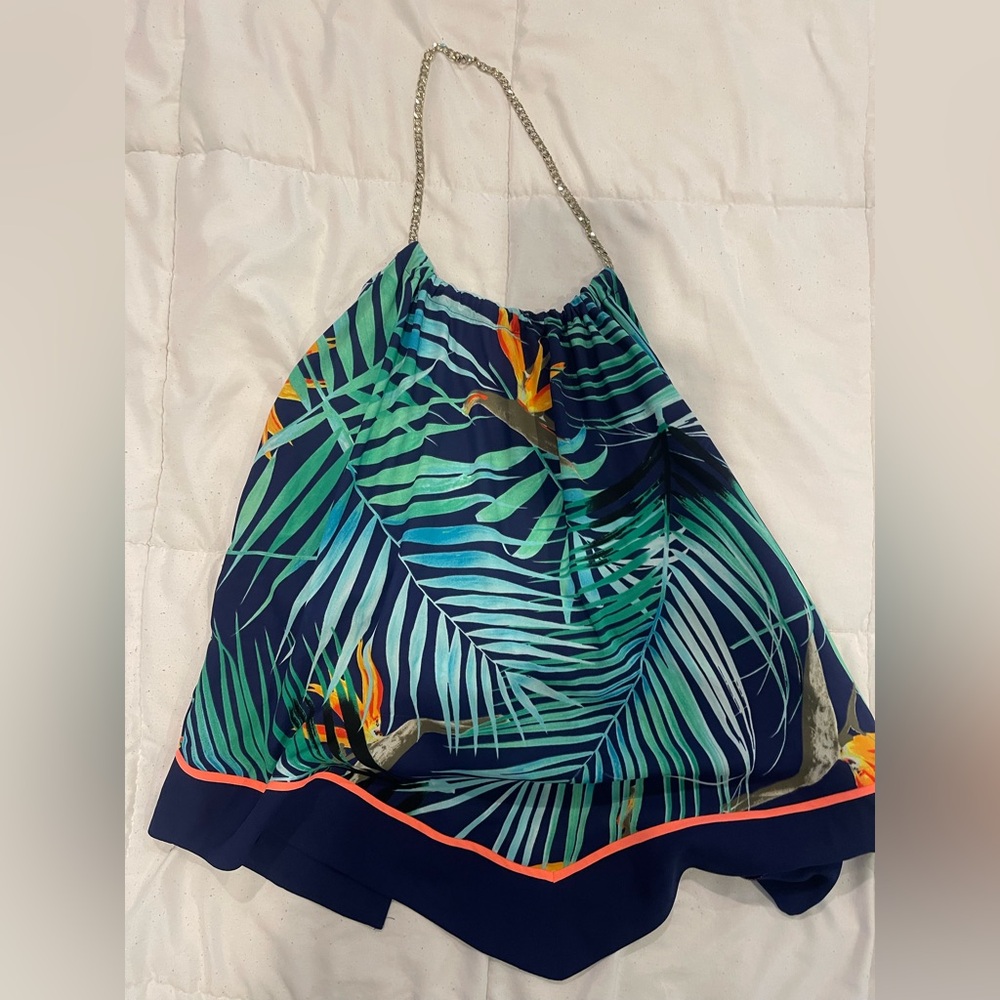 Express Chain Neck Tie Back Halter Top